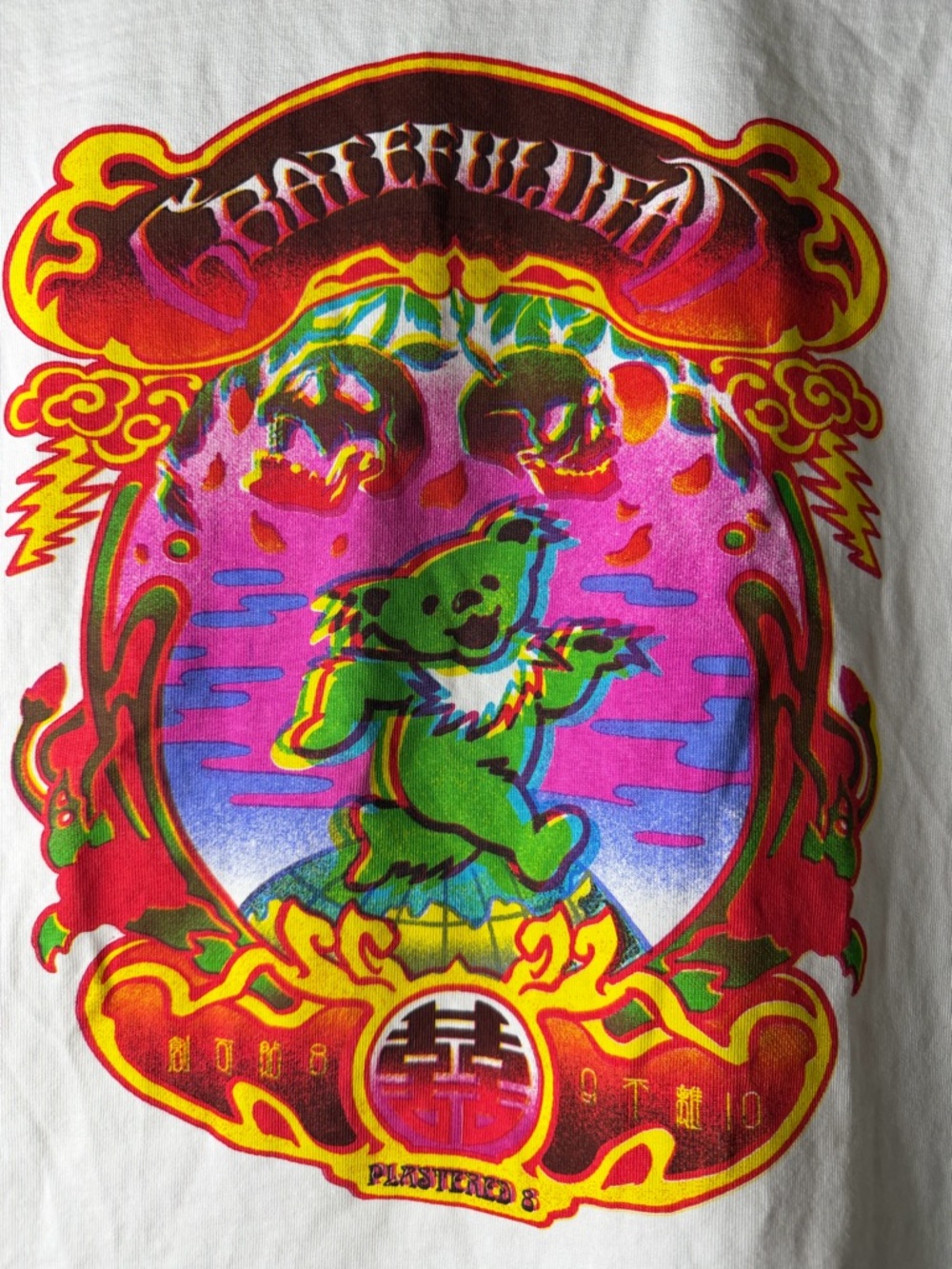 Grateful Dead x Plastered Graphic Tee Shirt White Multicolor Bear Print Size L - Picture 4 of 14